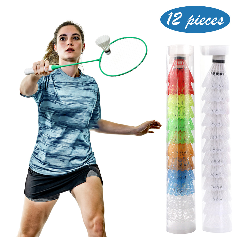 Feather Shuttlecock - 12 peças de badminton de plástico
